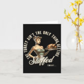 Funny Thanksgiving Retro N Up Inappropriate Stuffe Karte (Gelbe Blume)