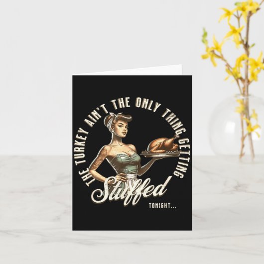 Funny Thanksgiving Retro N Up Inappropriate Stuffe Karte (Gelbe Blume)