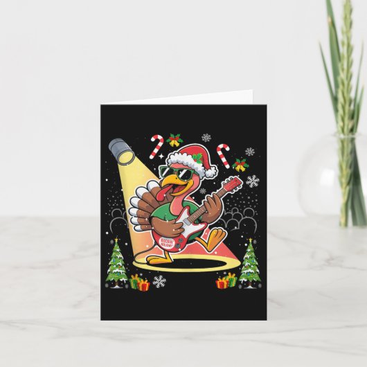 Funny Thanksgiving Santa Hat Turkey Rock Star Play Karte (Vorderseite)
