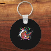 Funny Thanksgiving Santa Hat Turkey Rock Star Play Schlüsselanhänger (Vorderseite)