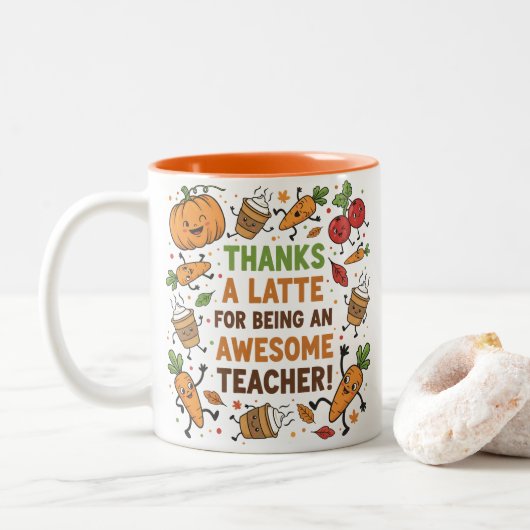 Funny Thanksgiving Teacher Appreciation Mug Zweifarbige Tasse (Mit Donut)
