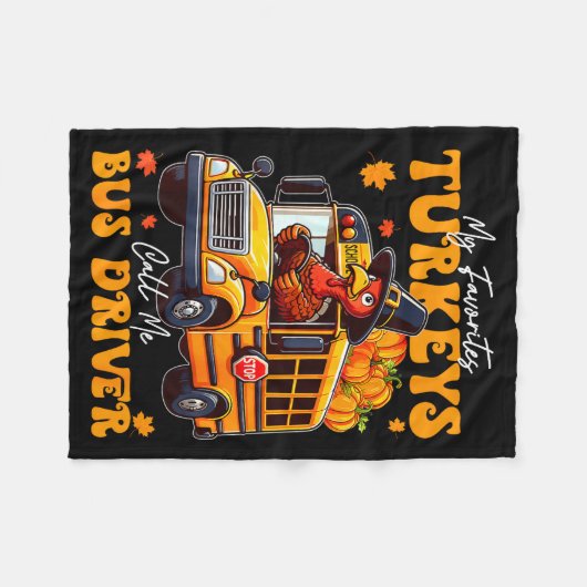 Funny Thanksgiving Turkey Bus Driver School Gift  Fleecedecke (Vorderseite (Horizontal))