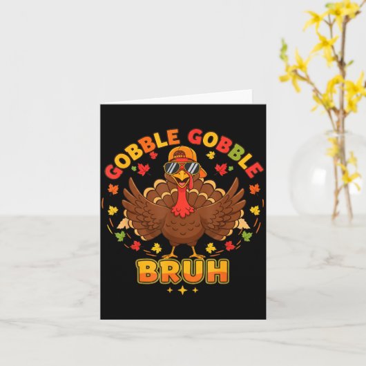 Funny Thanksgiving Turkey Gobble Gobble Bruh Boys Karte (Gelbe Blume)