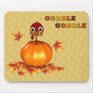Funny Thanksgiving Turkey in Pumpkin - Mousepad