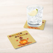Funny Thanksgiving Turkey in Pumpkin Paper Coaster Rechteckiger Pappuntersetzer (Vor Ort)