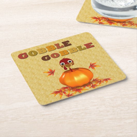 Funny Thanksgiving Turkey in Pumpkin Paper Coaster Rechteckiger Pappuntersetzer (angewinkelt)