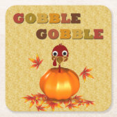 Funny Thanksgiving Turkey in Pumpkin Paper Coaster Rechteckiger Pappuntersetzer (Vorderseite)