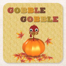 Funny Thanksgiving Turkey in Pumpkin Paper Coaster Rechteckiger Pappuntersetzer