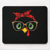 Funny Thanksgiving Turkey, Leopard Gles & Buff Mousepad (Vorne)