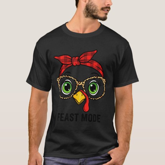 Funny Thanksgiving Turkey, Leopard Gles & Buff T-Shirt (Vorderseite)