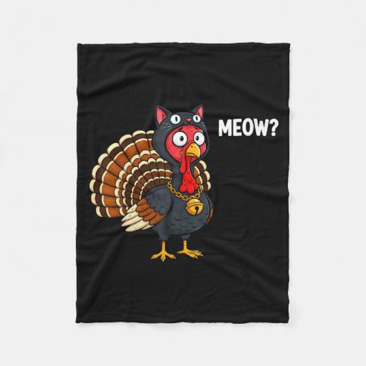 Funny Thanksgiving Turkey Meow Cat Disguise Men Wo Fleecedecke (Vorderseite)