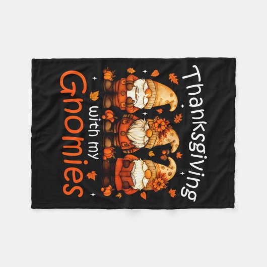 Funny Thanksgiving With My Gnomies Cute Gnome Fall Fleecedecke (Vorderseite (Horizontal))