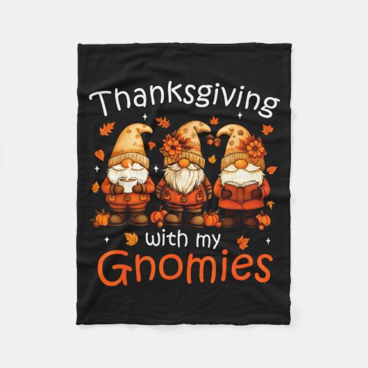 Funny Thanksgiving With My Gnomies Cute Gnome Fall Fleecedecke (Vorderseite)