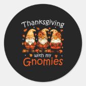 Funny Thanksgiving With My Gnomies Cute Gnome Fall Runder Aufkleber (Vorderseite)