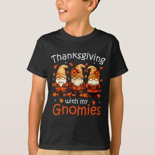 Funny Thanksgiving With My Gnomies Cute Gnome Fall T-Shirt (Vorderseite)