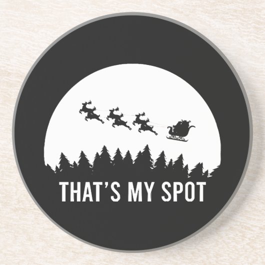 Funny That's My Spot Xmas Session Santa on Sleigh Getränkeuntersetzer (Vorne)