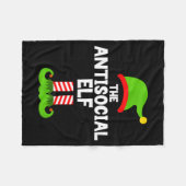 Funny The Antisocial Elf Christmas Family Pajama A Fleecedecke (Vorderseite (Horizontal))