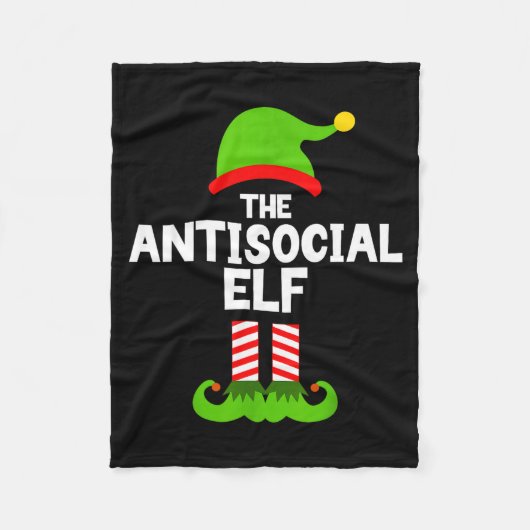 Funny The Antisocial Elf Christmas Family Pajama A Fleecedecke (Vorderseite)