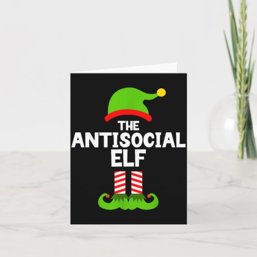 Funny The Antisocial Elf Christmas Family Pajama A Karte (Vorderseite)