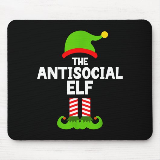 Funny The Antisocial Elf Christmas Family Pajama A Mousepad (Vorne)