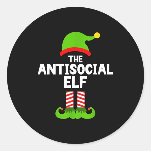 Funny The Antisocial Elf Christmas Family Pajama A Runder Aufkleber (Vorderseite)
