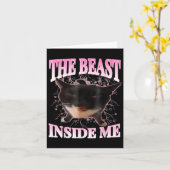 Funny the Beast Inside Me Albern Cat Meme Spaß Cha Karte (Gelbe Blume)