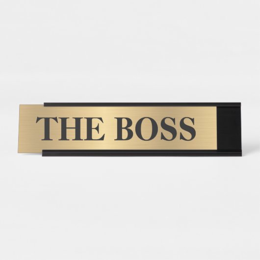 Funny "The Boss" Schreibtischschild - goldenes Far Schreibtischnamensplakette (Vorderseite )