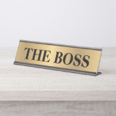 Funny "The Boss" Schreibtischschild - goldenes Far Schreibtischnamensplakette (Vorderseite )
