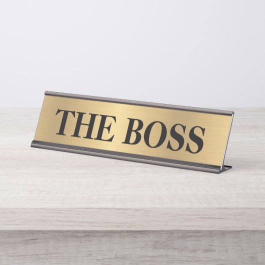 Funny "The Boss" Schreibtischschild - goldenes Far Schreibtischnamensplakette (Vorderseite )