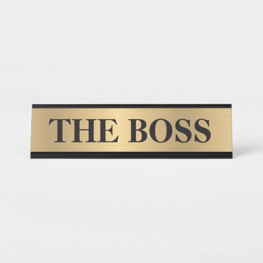 Funny "The Boss" Schreibtischschild - goldenes Far Schreibtischnamensplakette (Vorderseite )
