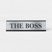 Funny "The Boss" Schreibtischschild - silberfarben Schreibtischnamensplakette (Vorderseite )