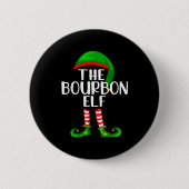 Funny The Bourbon Elf Matching Family Christmas Button (Vorderseite)