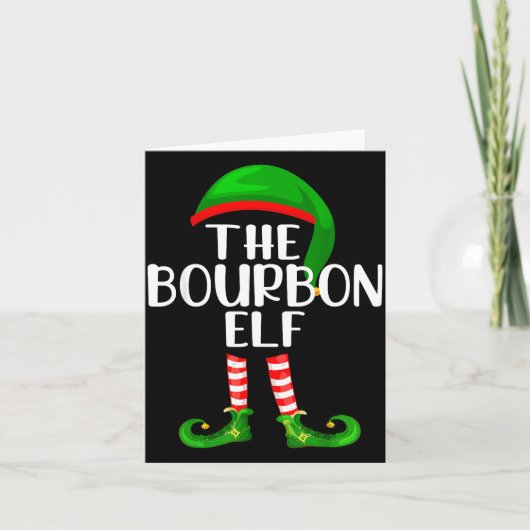 Funny The Bourbon Elf Matching Family Christmas Karte (Vorderseite)