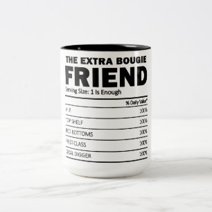 Funny the Extra Bougie Friend Nutrition Fakten Zweifarbige Tasse