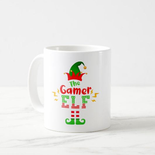 FUNNY THE GAMER ELF - CHRISTMAS FUN KAFFEETASSE (Vorderseite Links)