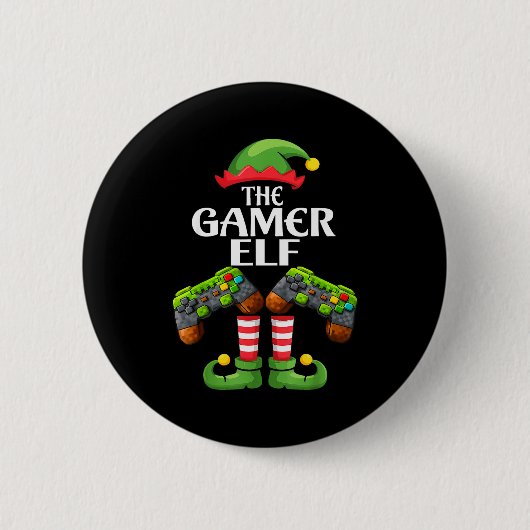 Funny The Gamer Elf Christmas Gamer Boy Kids Button (Vorderseite)