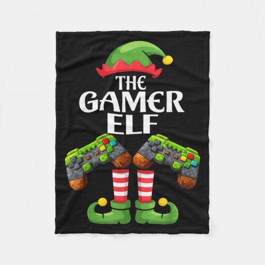 Funny The Gamer Elf Christmas Gamer Boy Kids Fleecedecke (Vorderseite)