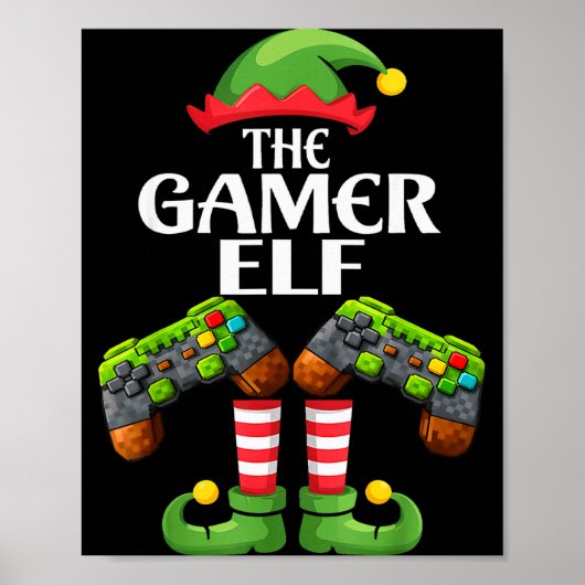 Funny The Gamer Elf Christmas Gamer Boy Kids Poster (Vorne)