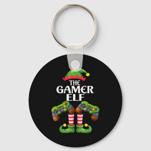 Funny The Gamer Elf Christmas Gamer Boy Kids Schlüsselanhänger (Vorderseite)