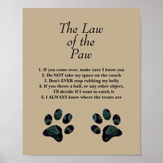 Funny "The Law of the Paw" Poster (Vorne)