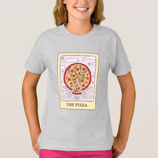 Funny the Pizza Tarot Card T-Shirt (Vorderseite)