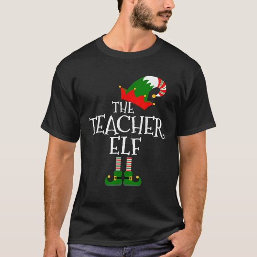 Funny the Teacher Elf Matching Family Group Gesche T-Shirt (Vorderseite)