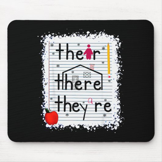 Funny Their There They Are Book English Grammar Te Mousepad (Vorne)