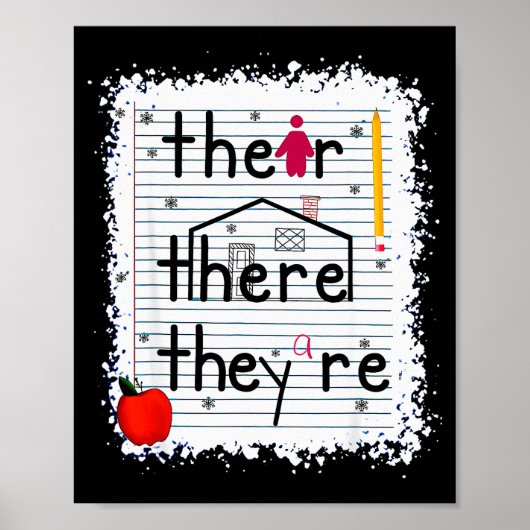 Funny Their There They Are Book English Grammar Te Poster (Vorne)
