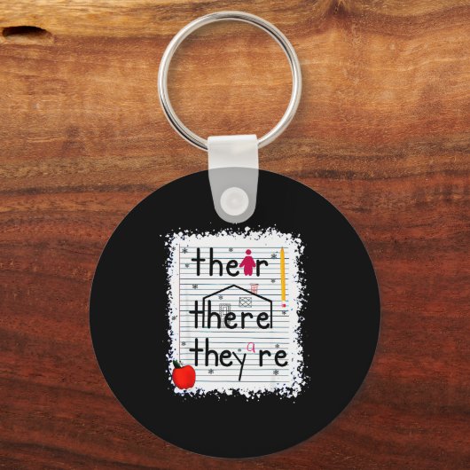 Funny Their There They Are Book English Grammar Te Schlüsselanhänger (Vorderseite)