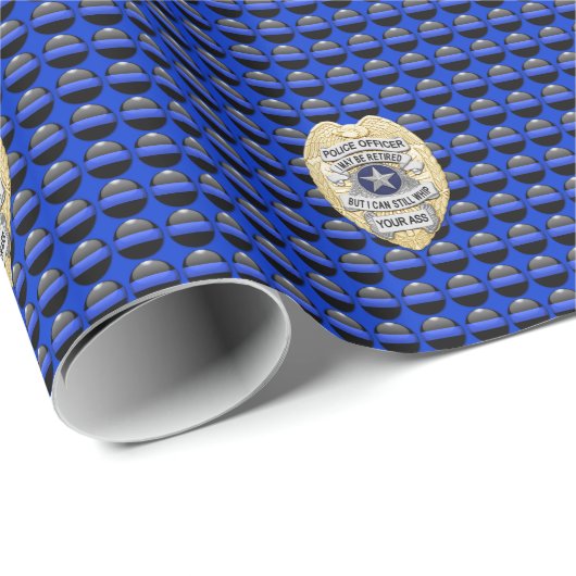 Funny Thin Blue Line Retirement Geschenkpapier (Rolleneckpunkt)