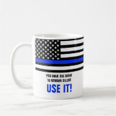 FUNNY Thin Blue Line US Flag Polizeibeamte Geschen Kaffeetasse (Links)