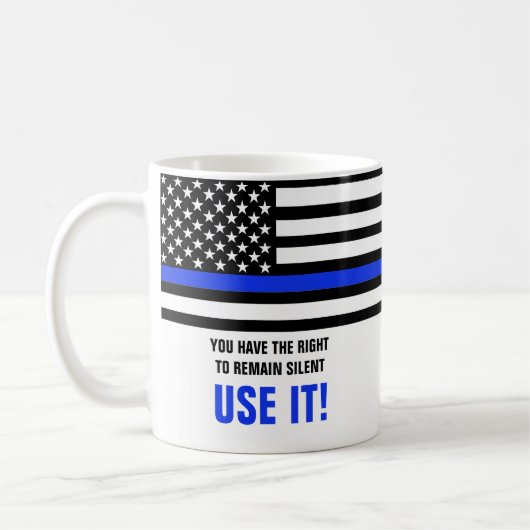 FUNNY Thin Blue Line US Flag Polizeibeamte Geschen Kaffeetasse (Links)