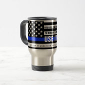 FUNNY Thin Blue Line US Flag Polizeibeamte Geschen Reisebecher (Vorderseite Links)