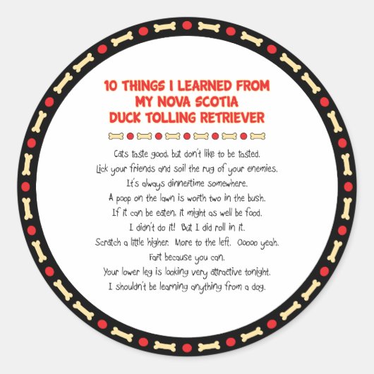 Funny Things gelernt von Nova Scotia Duck Toller Runder Aufkleber (Vorderseite)